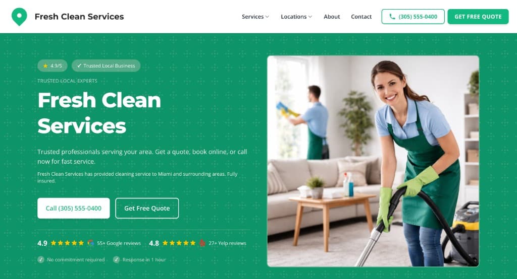 Fresh Clean Services website preview