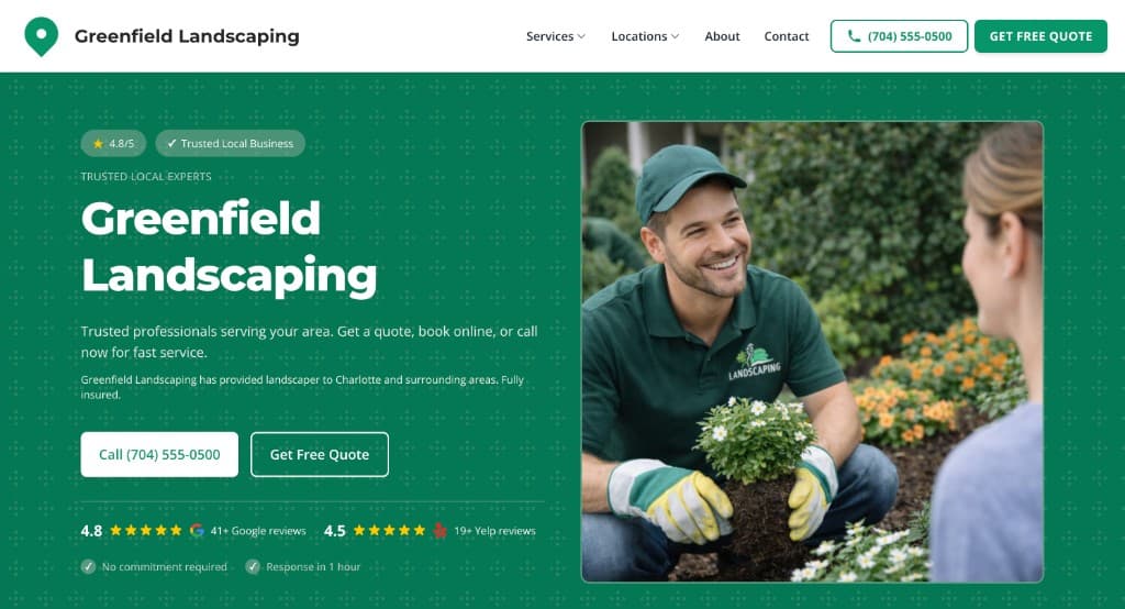 Greenfield Landscaping website preview