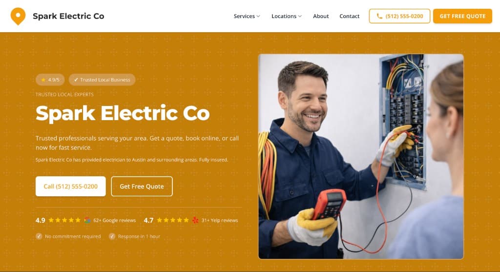 Spark Electric Co website preview