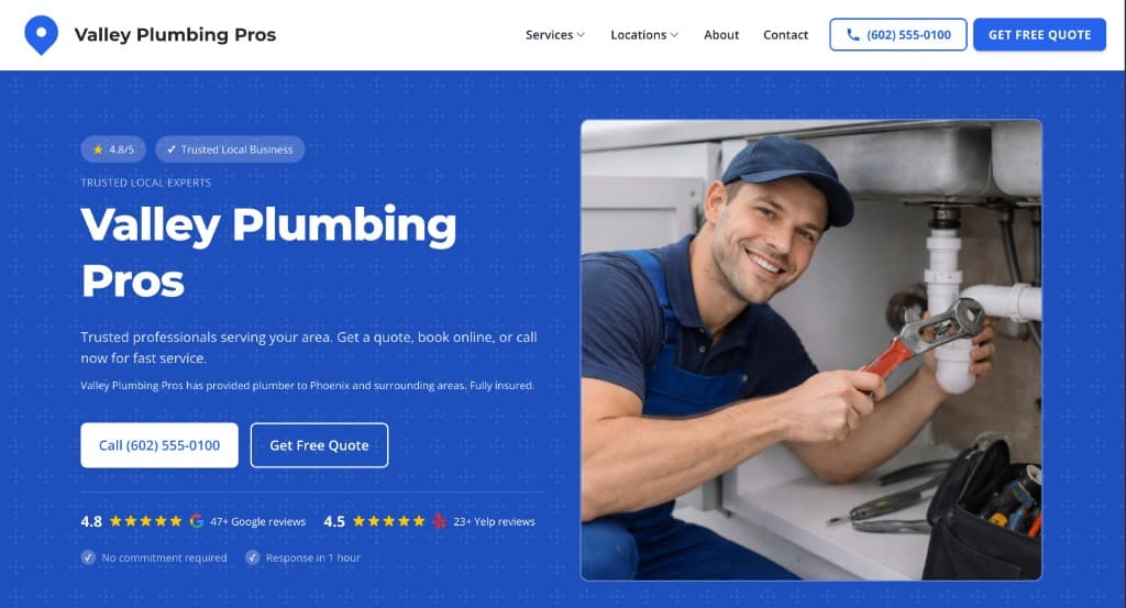 Valley Plumbing Pros website preview